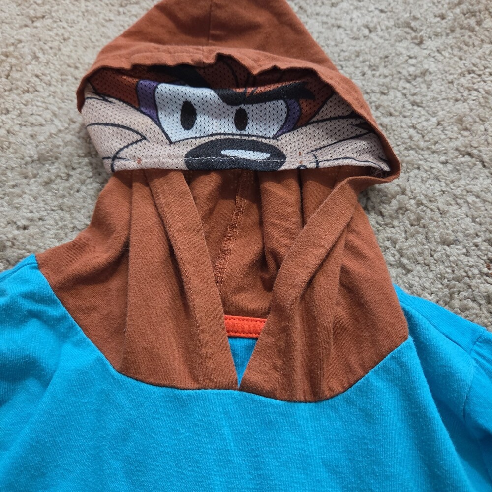 Space Jam Taz Boys Hooded Shirt 10 Tune Squad Deep Teal 2021 - Picture 6 of 16